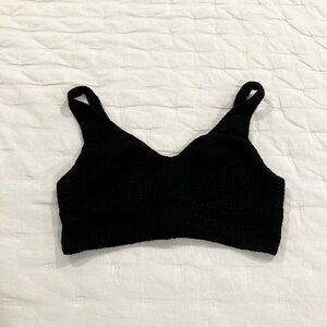 Tweed Cropped Top Black Size S